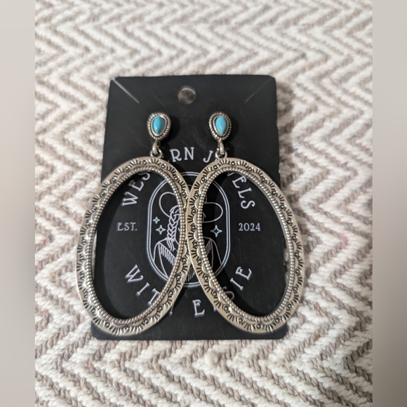 Silver and Turquoise Earrings - Picture 1 of 3